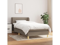 Cama Box Spring Con Colchón Tela Gris Taupe 90x200 Cm