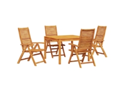 Juego de comedor rústico para jardín Vidaxl de 5 piezas, marrón, madera maciza de acacia