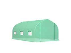VPMKP - Invernadero túnel Outsunny 450x300x205 cm 6 ventanas PE140 acero