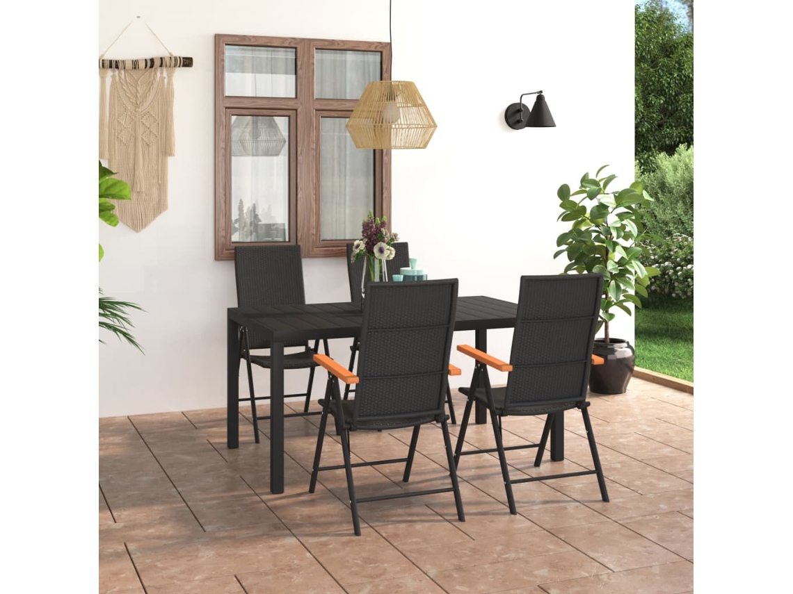 Juego de comedor de jardín negro y marrón de Dkd Home Decor