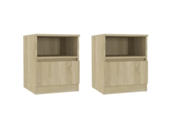 Juego de 2 mesitas de noche de madera Maison Exclusive, roble Sonoma