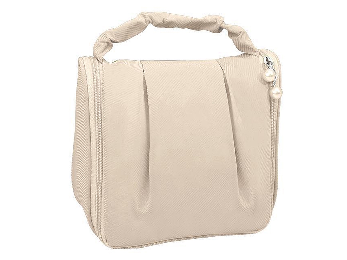 Neceser de viaje para mujer, impermeable, con cremallera, color beige (cabe fácilmente en el equipaje)