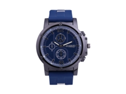 Reloj De Pulsera De Cuarzo Informal Para Hombre Con Correa De Silicona Azul Marino.