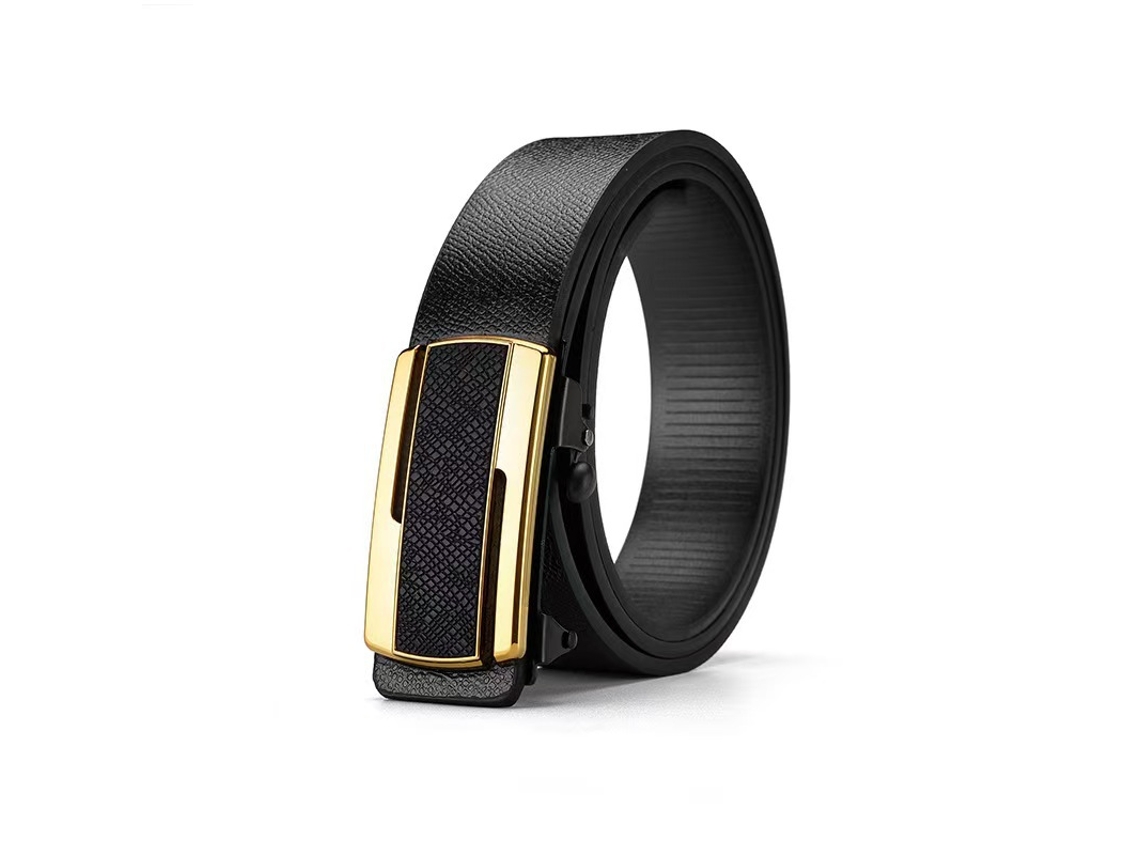 Cinturón de piel sintética para hombre Yuysan, longitud 110 cm, Wy17 - Negro