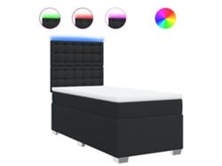 Maison Exclusive - Cama Box Spring Con Colchón Cuero Sintético Negro 80x200 Cm