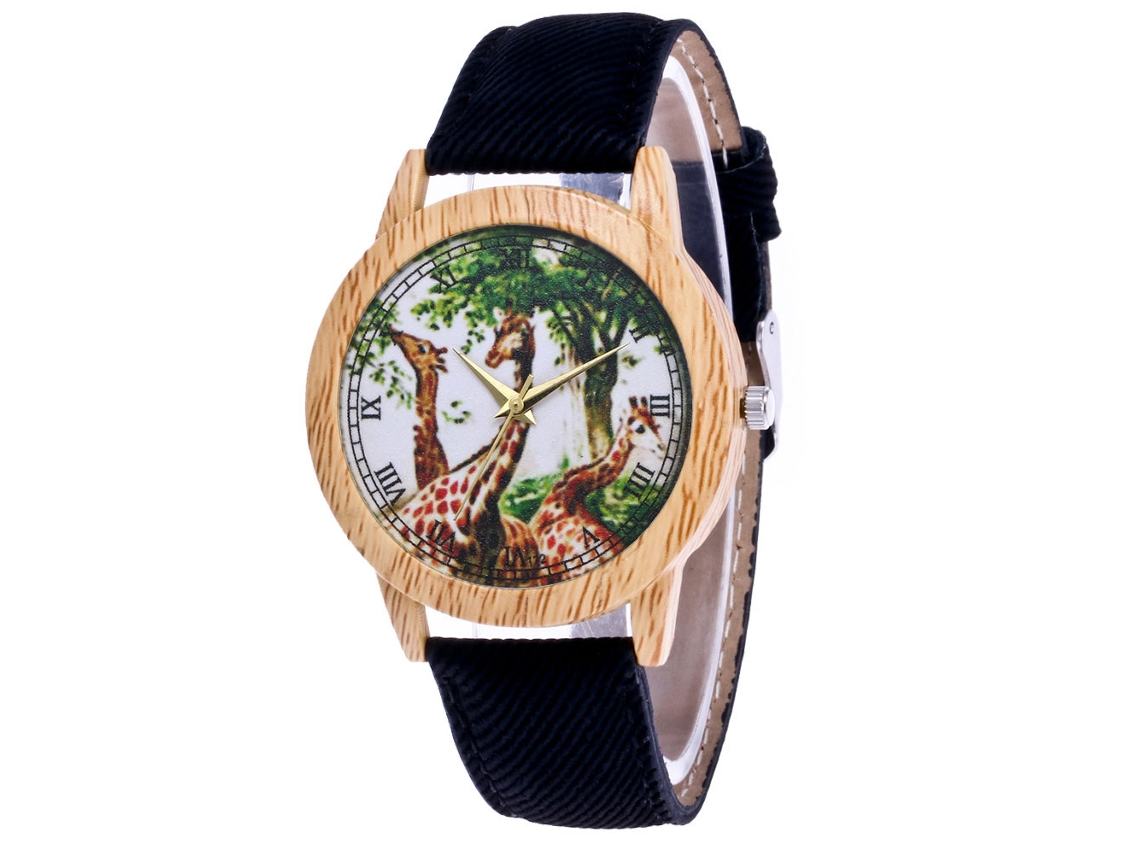 Reloj De Cuarzo Casual Para Parejas Con Correa De Denim, Negro, Simple Y Moderno