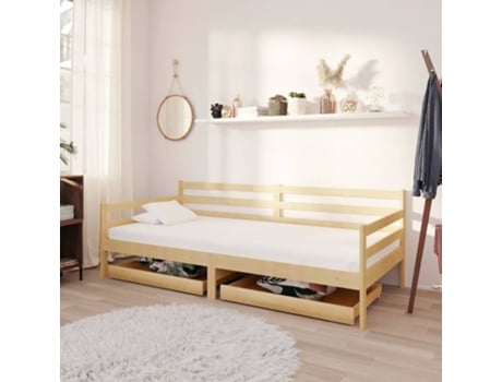 MAISON EXCLUSIVE Sofá cama con cajones madera de pino maciza 90x200 cm