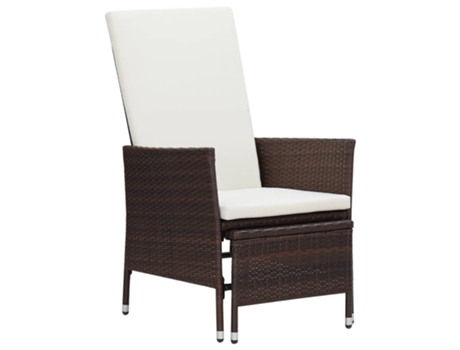 MAISON EXCLUSIVE Sillón reclinable de jardín con cojines ratán sintético marrón