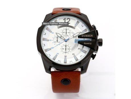 Relojes de hombre, relojes de pulsera con correa de cuero Reloj de cuarzo resistente al agua con calendario para hombre-Carcasa negra blanca LUUCOZK