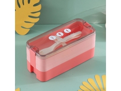 2026-41017-bento Box Japonés De 3 Capas Con Cortadores Anti-fugas Ecoamigable Para Niños Y Adultos Rosa