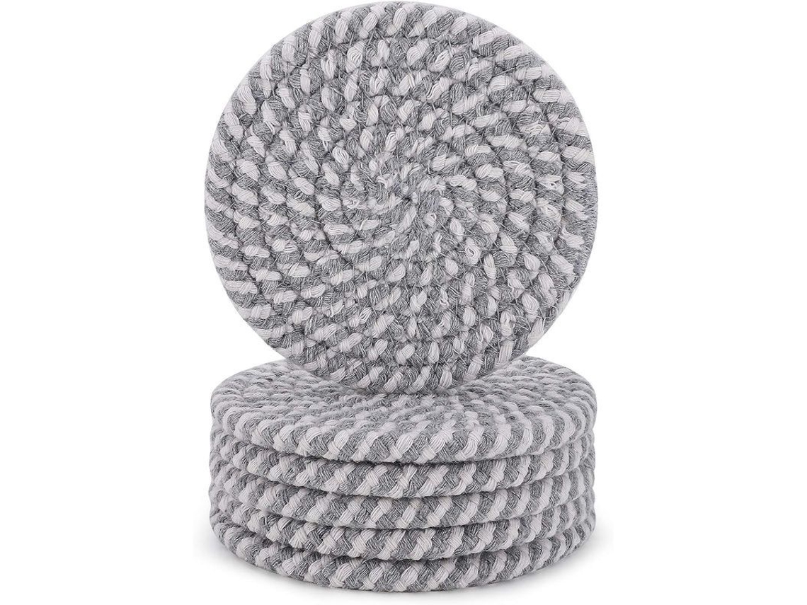 2026-6 Piezas Posavasos Tejidos A Mano De Algodón Absorbente, Resistente Al Calor, 10,9 Cm, Regalo Ideal Para Hogar