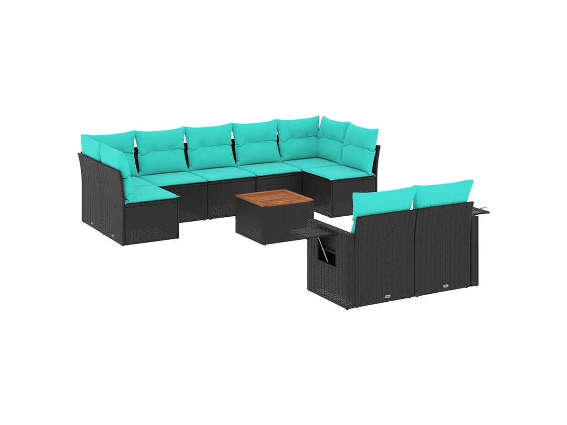 Maison Exclusive - Conjunto De Sofá De Jardín De 10 Piezas Con Cojines, De Poliratán Negro
