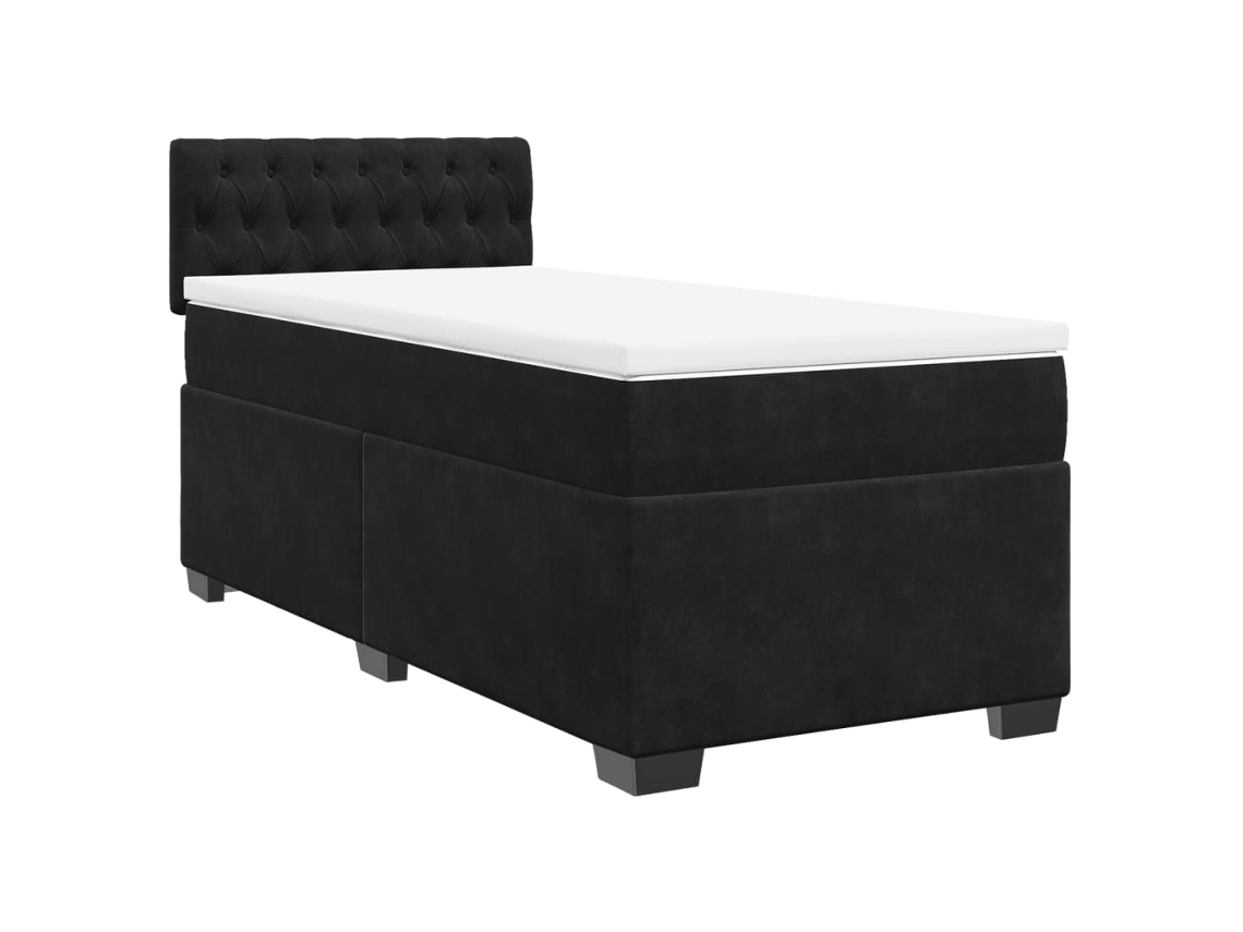Maison Exclusive - Cama Box Spring Con Colchón Terciopelo Negro 100x200 Cm