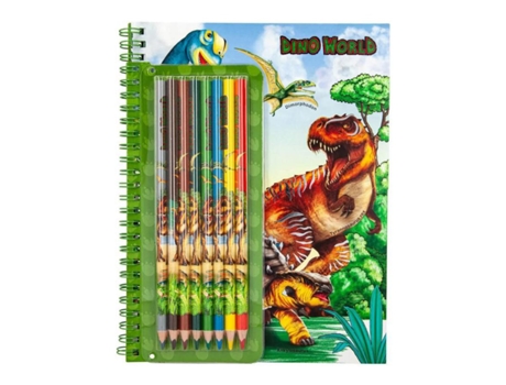 Depesche- Libro para Colorear Con Pegatinas Dino World Incluye 8 Lápices de Colores. 6852