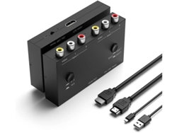 Convertidor de AV CVBS compuesto de 2 RCA de 1080p a HDMI 43/169, compatible con TV PAL/NTSC, PC, PS2/PS3, Wii, Nintendo 64, GameCube, SNES.