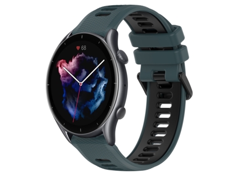 Correa Smartwatch para Amazfit GTR 3 Pro 22MM Silicona Bicolor Sport (Verde Oliva + Negro)