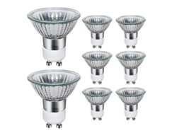 Omni-pack De 8 Lámparas Halógenas Gu10 35w 220v 2800k Luz Cálida Focos Halógenos Regulables 700 Lúmenes 42° Ángulo Azul Marino