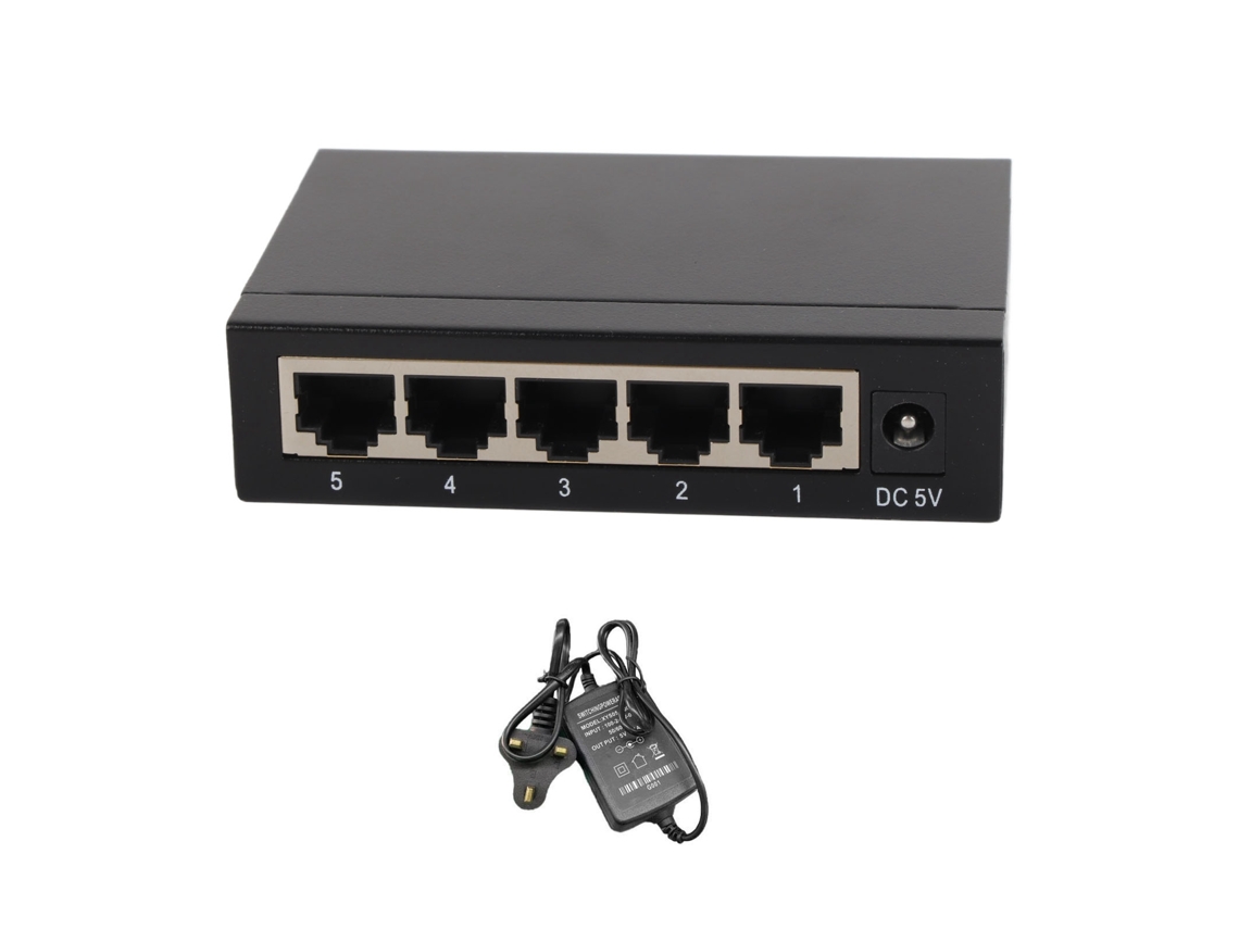 Switch Ethernet 5 Port Gigabit Plug And Play Hub Metal Splitter Para Laptop Console Impressora Uk