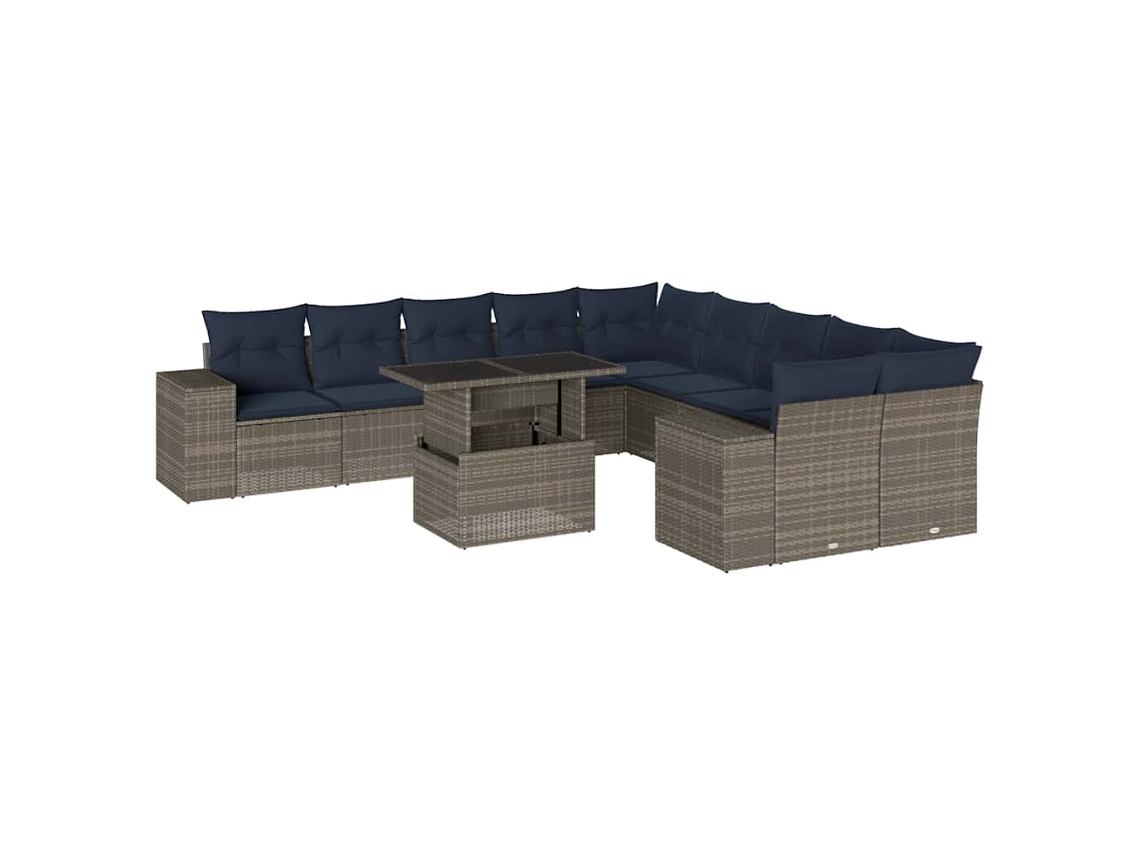 Maison Exclusive - Conjunto De Sofá De Jardín De 11 Piezas Con Cojines, Poliratán Gris