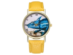 Reloj De Pulsera Analógico Para Pareja Con Correa De Pu, Estilo Sencillo, Amarillo.