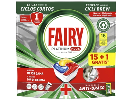 Cápsulas para Lava-Louças Tudo em Um Limão Platinum Plus 151 Unidades Transparentefairy