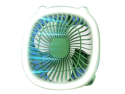 Ventilador De Escritorio Usb Recargable Con Luz De Velocidad Ajustable, Portátil, Verde.