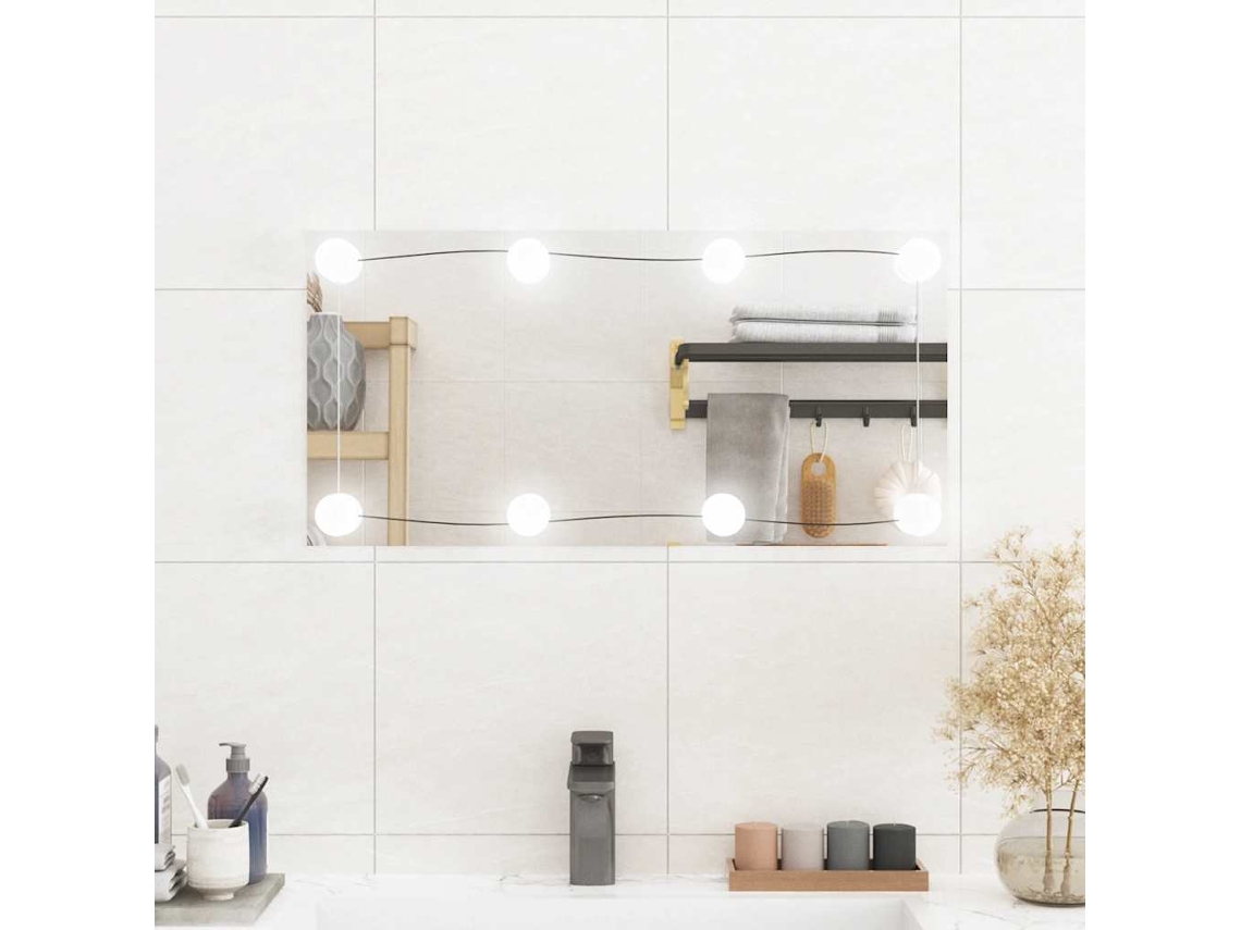 Espejo De Pared Con Luces Led Vidrio Rectangular 30x60 Cm