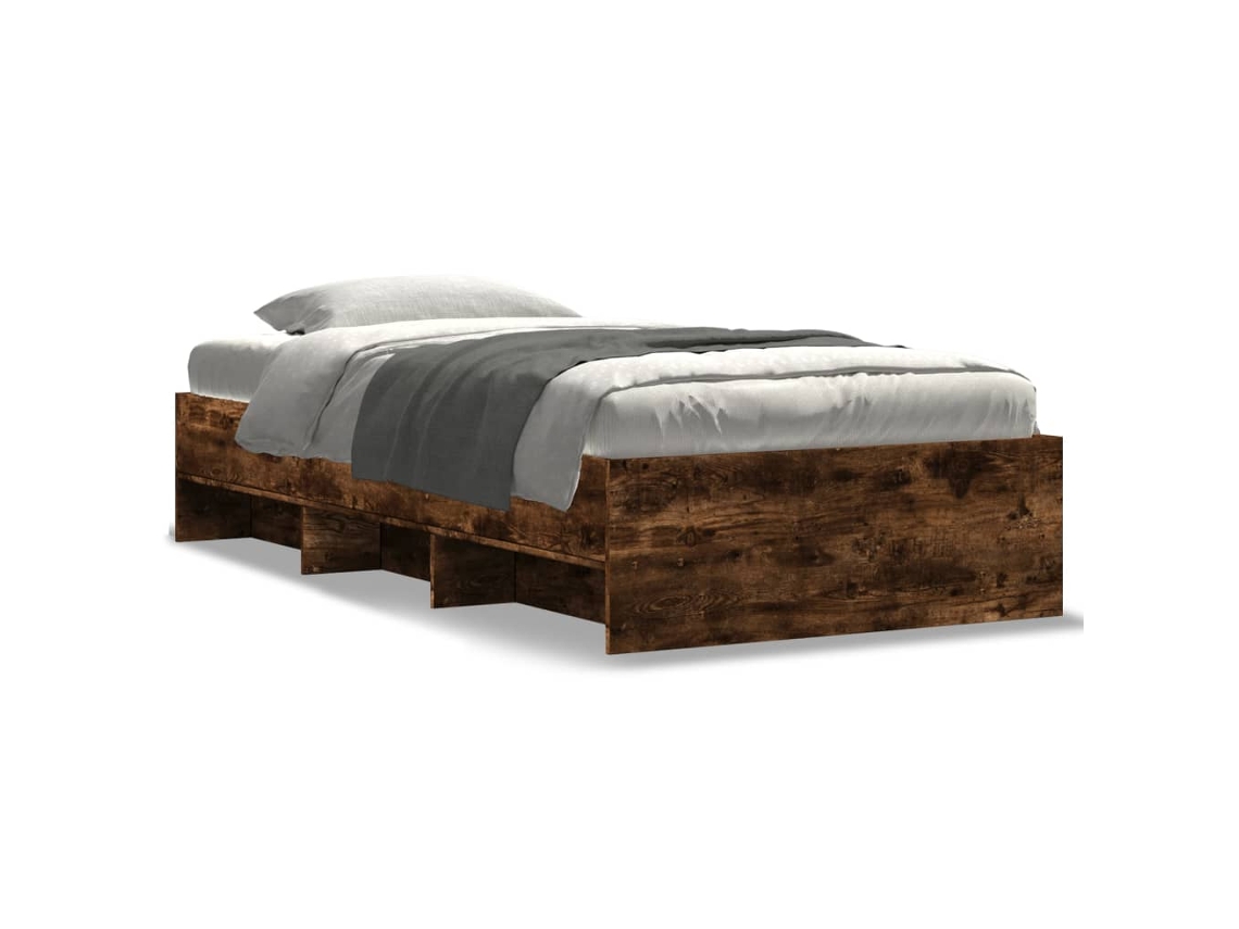 Maison Exclusive - Estructura Cama Sin Colchón Madera Roble Ahumado 75x190 Cm