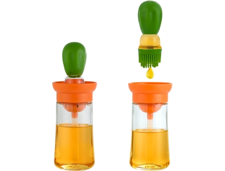Botella dispensadora de aceite de oliva de vidrio con cepillo de silicona 2 en 1 botella dispensadora de aceite medidora con gotero de silicona ver...