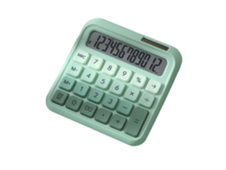 Calculadora De Escritorio De 12 Dígitos Con Teclas Grandes, Pantalla Lcd, Alimentación Solar Y Batería - Verde