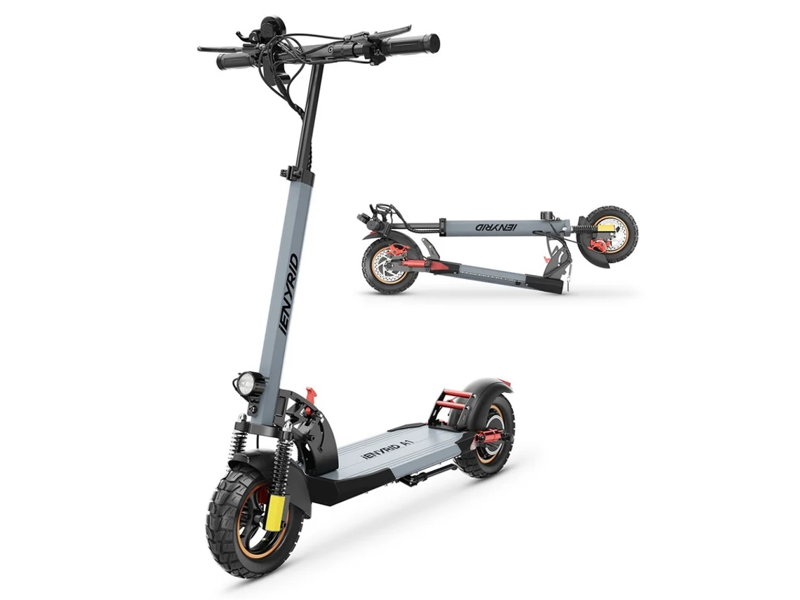 Patinete eléctrico A1, llantas de 10 pulgadas, potencia máxima de 800 W, batería de 48 V y 12,5 Ah, amortiguador hidráulico Ienyrid