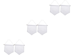 3 Juegos De Broches Colgantes De Pared, Banderines Esmaltados, Lienzo Blanco Liso.