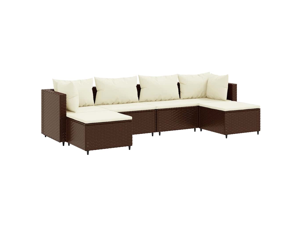 Maison Exclusive - 6 Pcs Conj. Lounge Jardim C/ Almofadões 6 Pcs Vime Pe Castanho
