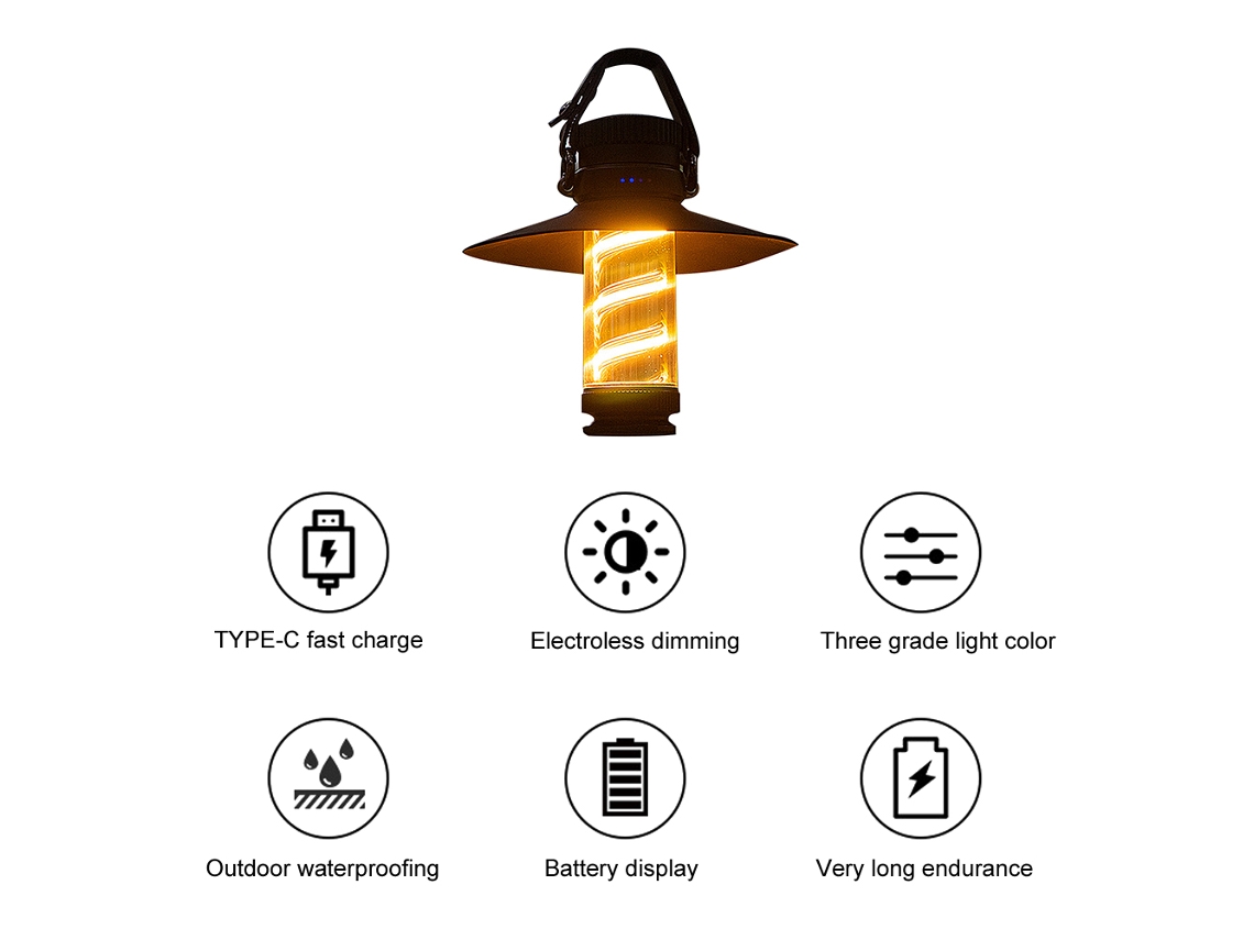 Linterna De Camping Inalámbrica Portátil Recargable Por Usb Con Regulador De Intensidad Led Continuo Para Pesca.