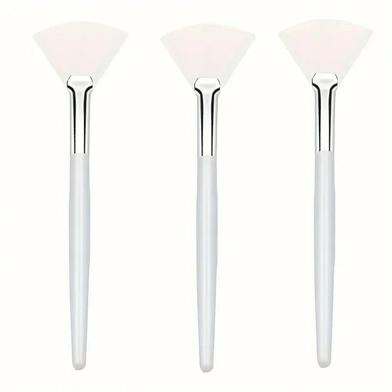 (blanco, Juego De 3 Piezas) Cepillo Facial Práctico, Cepillo En Forma De Abanico, Aplicador De Mascarilla De Cabeza Plana