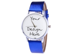 Reloj De Cuarzo Unisex De Pareja Con Correa De Cuero Pu Zhoulianfa Azul