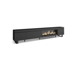 Mueble de TV | Amplio espacio de almacenamiento | 288 x 57 x 35 cm | TV de gran formato | Chimenea eléctrica XXL | Diseño industrial | Negro Duérmete Online