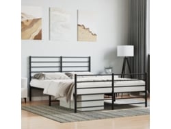 Estructura Cama Sin Colchón Con Estribo Metal Negro 120x200 Cm