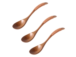 Cuchara de madera con mango largo, cuchara de arroz, cuchara de postre, cuchara y tenedor de madera hechos a mano para mesa Kofihety