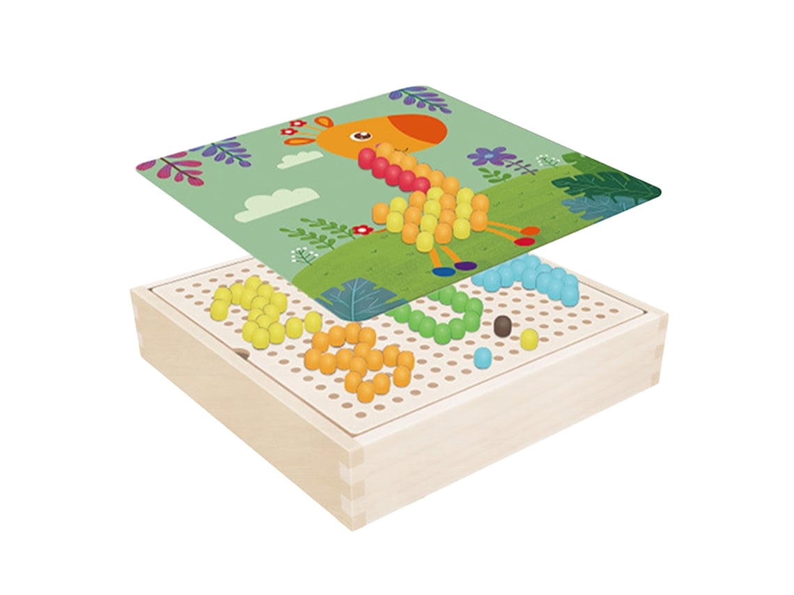 Brinquedo Educativo De Madeira Cogumelos Coloridos Jogo De Placa Para Crianças