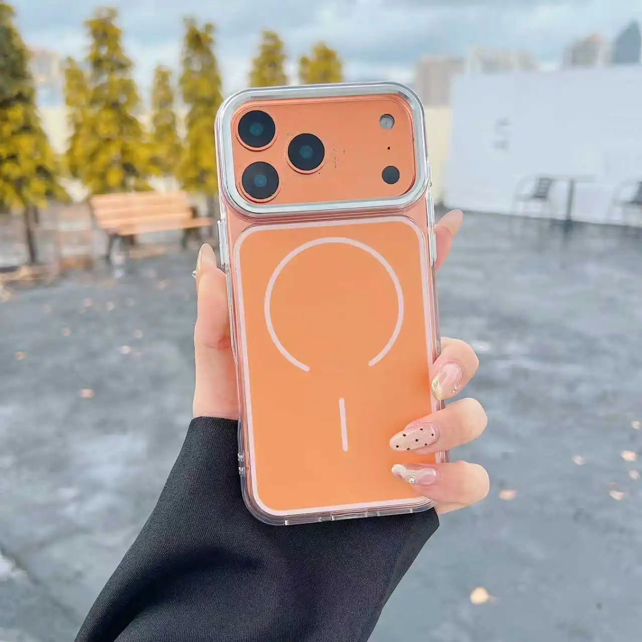 (iphone 17 Pro, Naranja) Funda Magnética Mate Transparente A Prueba De Golpes Para Teléfono, Compatible Con Carga Inalámbrica Magsafe