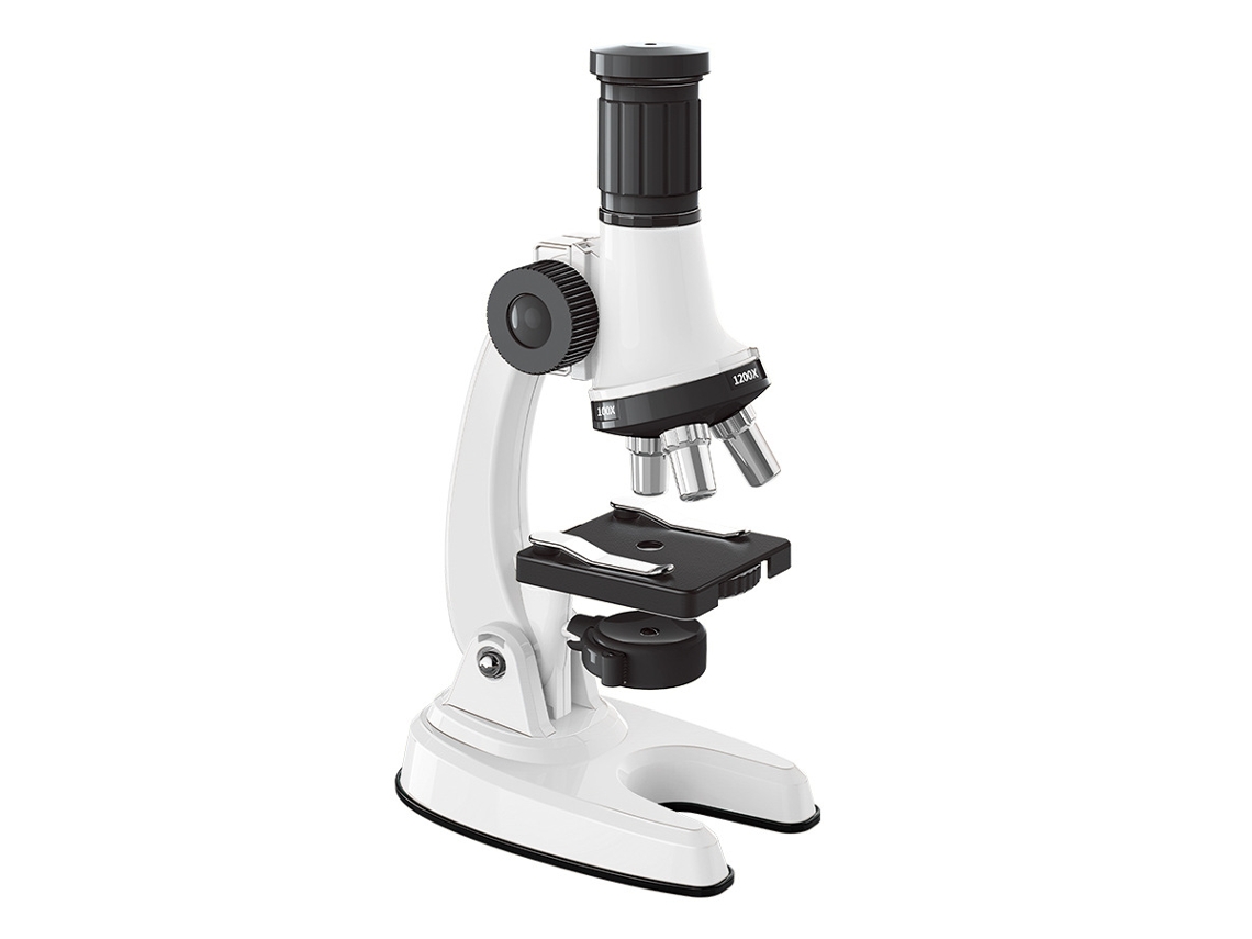 Microscopio óptico infantil, juguete educativo, aumento de 100x a 1200x, blanco. Siurn