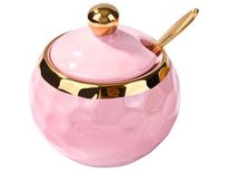 Azucarero De Cerámica Con Forma De Pelota De Golf, Con Tapa Y Cuchara De Oro Rosa Para El Hogar Y La Cocina.