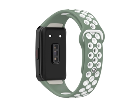 Correa de Silicona bicolor ajustable para Huawei Band 6/Honor Band 6 - verde claro/blanco