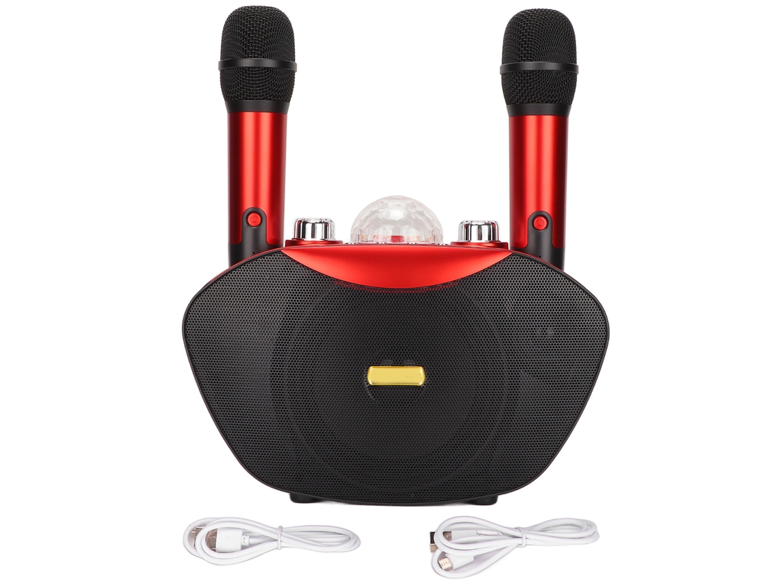 Altavoz Portátil De Karaoke Bluetooth Con 2 Micrófonos Inalámbricos Y Luz Led Para Fiestas