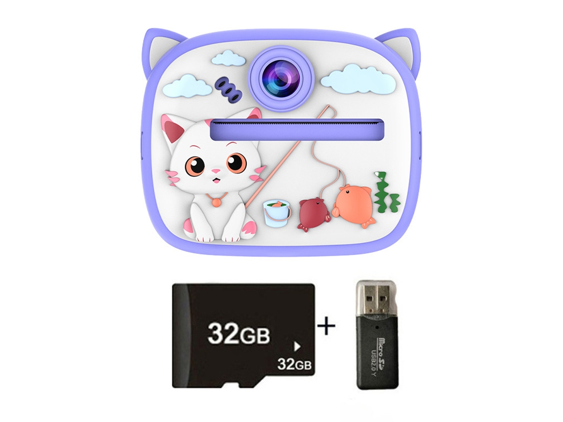 Siurn Hd 1080p Cámara Instantánea Gatito Morado32glector De Tarjetas