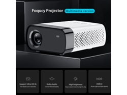 Proyector multimedia Foqucy, versión HD 1080p, proyección nítida, 1800 lúmenes, LED, 30 000 h de vida útil, mini reproductor multimedia doméstico, proyector de vídeo, cine en casa