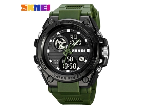 Relojes analógicos digitales impermeables para hombres con cronómetro Relojes de pulsera multifuncionales con luz LED-Verde militar VEANXIN