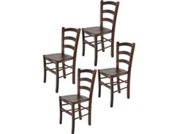 Conjunto de 4 Cadeiras T M C S Venice (Castanho Noz Escura - 88x43x44 cm - Madeira)