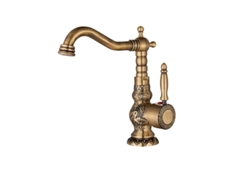 Grifo mezclador de baño de latón, válvula de cerámica duradera, grifo de agua caliente y fría, latón antiguo corto